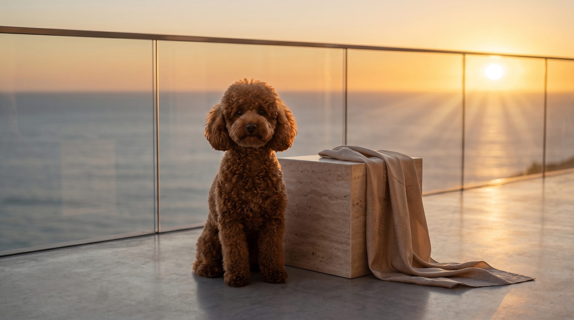 Poodle by the sea